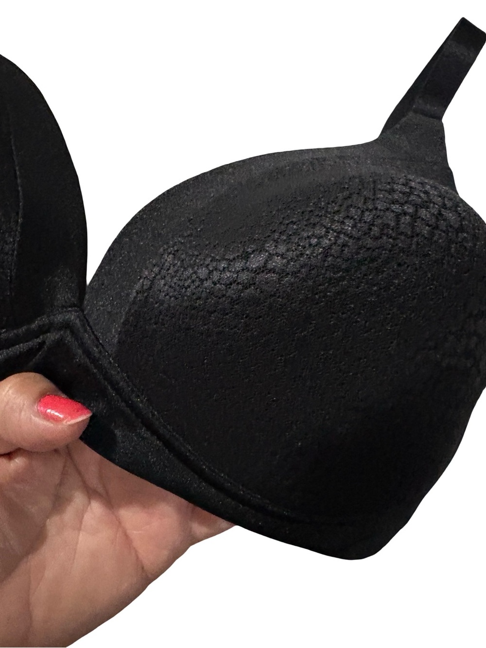Warner's Black Textured Molded Bra with Subtle Pattern
